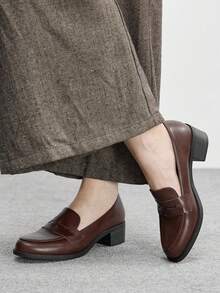 CUCCOO BIZCHIC Women's PU Leather Casual Versatile Flat Shoes Valentine's Day - Coffee Brown - View 3