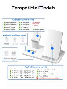 Teckwe 15W 快速三合一无线充电支架，无线充电器，通用充电站，适用于手机（16/15/14/13/12/11/Pro/Max/XS）、手表（Ultra/SE）和耳机（Pro 2/Pro） - 彩色 - 查看 9