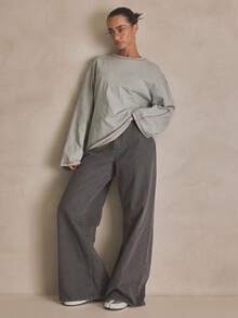 MUSERA Washed Oversized Long Sleeve Top Summer, Sporty, Casual, Day, Streetstyle, Streetwear Spring - Green - View 4