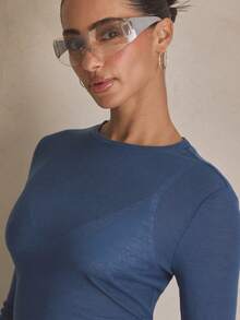 MUSERA 夏季轻薄修身长袖上衣，适合运动、休闲、日常穿着，街头风，街头服饰 - 寶藍色 - 查看 2