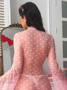 PetitDoll 2pcs/Set Lace Patchwork Sexy Nightgown Set, Valentine's Day