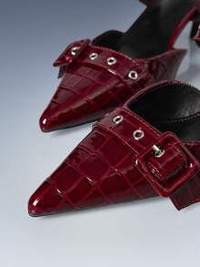 CUCCOO GRLICON Women's Pointed Toe High Heel Pumps With Metal Studs, Punk Style Spring Shoes Spring Break Easter Prom Heels - Red - View 3