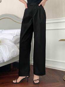 DAZY Women's Business Casual Wide Leg Pants, Versatile For Commuting - Black - View 3