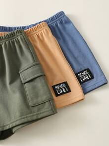 SHEIN Bộ 6 món quần áo trẻ em unisex, bộ đồ mùa hè dễ thương gồm áo len hình gấu hoạt hình và quần đùi kẻ sọc, trang phục cơ bản nhiều màu sắc, thích hợp cho kỳ nghỉ. - Nhiều màu - Xem 7