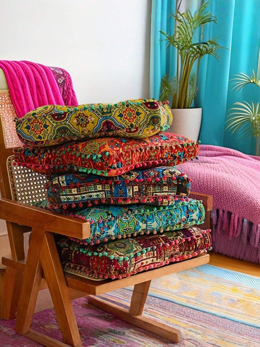 1 PC Thick Soft Comfortable Wear Resistant Non Slip Bottom Easy Clean Bohemian Moroccan Style Round Meditation Cushion Throw Pillow Butt Pad Zafu Seat Cushion Floor Seat Cushion For Living Room Bedroom Office Gaming Chair Multi Functional Home Decor Chair Cushion Home Decor Essentials - Multicolor - View 1