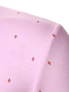 Manfinity Mode 男士休闲日常通勤约会撞色印花短袖Polo衫，夏季男士T领T恤，红色领Polo衫，男士高尔夫球衫，粉色Polo衫，粉色图案Polo衫 - 粉色 - 查看 5