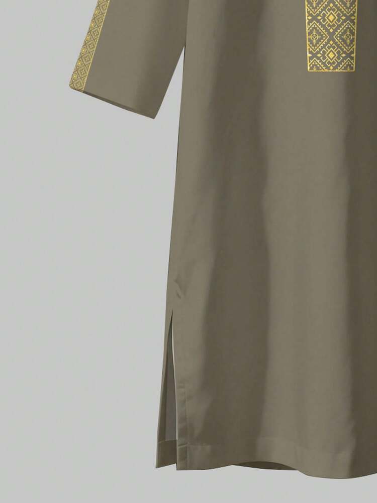 Klassisk retro blommig rund halsad långärmad skjorta för pojke - Vitt - Visa 6