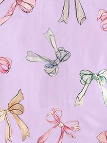 1件少女修身蝴蝶印花短袖上衣，可爱彩色蝴蝶结设计，适合外出、情人节礼物、春夏穿着 - 白色 - 查看 4