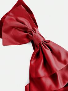 少女优雅奢华红色3D蝴蝶结串珠腰部A字中长连衣裙，适合派对、晚宴、正式场合，红色连衣裙，情人节。 - 紅色 - 查看 8