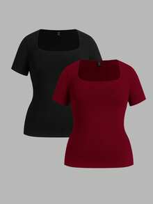 SHEIN Essnce 2PCS Plus Size T-Shirts - Multicolor - View 10