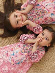 Loose Casual Extra Long Gold Thread Tassel Robe For Young Girls - Pink - View 2
