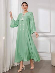 Al Najma 女士休闲印花流苏系领连衣裙 - 綠色 - 查看 5