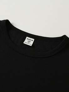 春夏男童休闲创意个性清新高端简约爱心卡通手势太阳镜标语印花宽松基础款短袖T恤，舒适日常穿着，适合春、夏、秋季、情人节氛围，上衣 - 黑色 - 查看 7