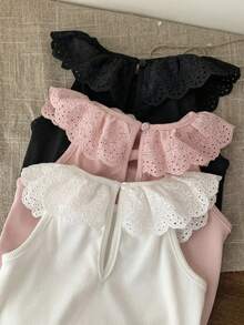 3pcs/Set Newborn Baby Girl Cute Knitted Ruffle Romper Set, Summer - Multicolor - View 7