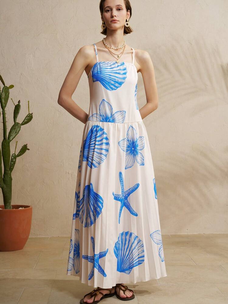 Airaco Fashionable Printed Spaghetti Strap Dress, Beach Vacation Dress - Multicolor - View 5