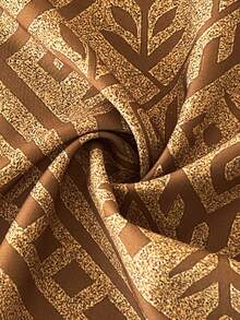 Maweii Plus Size V-Neck Geometric Pattern Ruffle Hem Sleeveless Dress - Brown - View 7