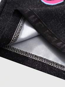 SHEIN 少女针织星形印花背带裤，时尚返校装，个性百搭，适合春、夏、秋季穿着 - 黑色 - 查看 8