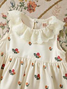 Cozy Pixies 2pcs Baby Girl Floral Print Crew Neck Sleeveless Top And Elastic Waist Pants Set - Multicolor - View 4