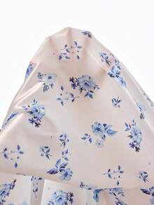 Floral Print Faux Silk Lapel Collar Women Pajama Set