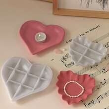 编织心形硅胶模具 DIY 情人节礼物 心形手工皂 香薰蜡烛模具 节日氛围装饰摆件 石膏模具 手工艺品制作 环氧树脂模具 - 白色 - 查看 3