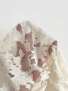 Soleia 女士夏季度假风提花薄纱花卉装饰吊带娃娃衫，适合夏季假期、海滩度假、休闲穿着，可爱夏季上衣 - 白色 - 查看 6