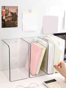 Transparent Acrylic Book Stand, Desktop Book File Storage Divider, Shelf Holder For Student Desk And Office Organizer Back To Home - Clear - View 5