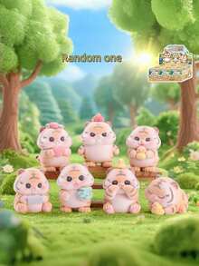 POKOJA LAND POKOJA LAND 1/6PCS New Design Clumsy Tiger Blind Box Resin Craft Desk Ornament Cute Animal Collectible Figure For Home Office Decor Festival Gift Idea