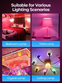 Teckwe LED Light Bulb Dimmable, RGB Color Changing Light Bulb, 16 Color Choices & 4 Lighting Modes, Portable LED Bulb With Remote Control For Home Decor, Bedroom, Stage, Party Decor, Valentine's Day - White - View 2