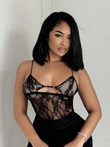 Alexandranx New Sexy Lace Black Camisole Top - Black - View 5