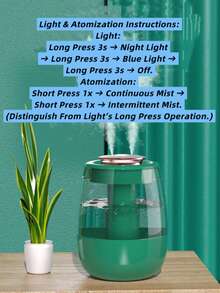 Large Capacity Ultra-Quiet Mist Humidifier With USB - Perfect For Bedroom & Office Desk, High Capacity, Ideal Humidifier For Home And Bedroom - Green - View 4
