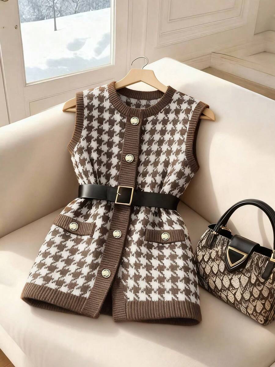 GlowEve 女士优雅圆领针织开衫背心 - 彩色 - 查看 1