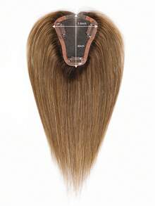 Pieza superior de cabello humano virgen con clips color marrón oscuro, piezas de cabello para mujeres con cabello ralo o pérdida de cabello - S4/27 - Ver 3