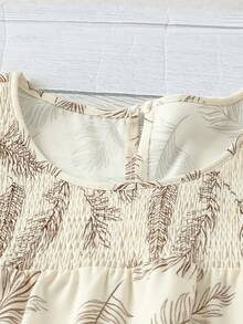Linhara Blusa casual da donna con stampa botanica a foglie, collo rotondo, doppio strato, maniche corte, adatta per uso casual, elegante, versatile, dolce, per appuntamenti, stile retrò, spiaggia, vacanza. Nuovi arrivi, bluse e top da donna per l'estate. - Multicolore - Visualizzare 4
