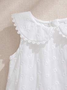 Souflis Souflis French New Style Baby Girls 0-3 Years Old Summer Dress, Delicate Embroidered Fabric, Skin-Friendly, Cute Dress With Peter Pan Collar, Sleeveless Princess Dress - White - View 6