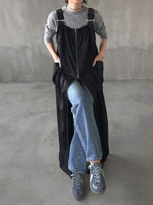 FRIFUL Women's Sleeveless Jumpsuit Style Long Straight Dress, Summer - Grey - View 6