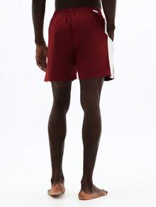 Bañador casual de playa SUMWON con panel lateral en contraste y cintura elástica para vacaciones de verano en la piscina - Rojo - Ver 2