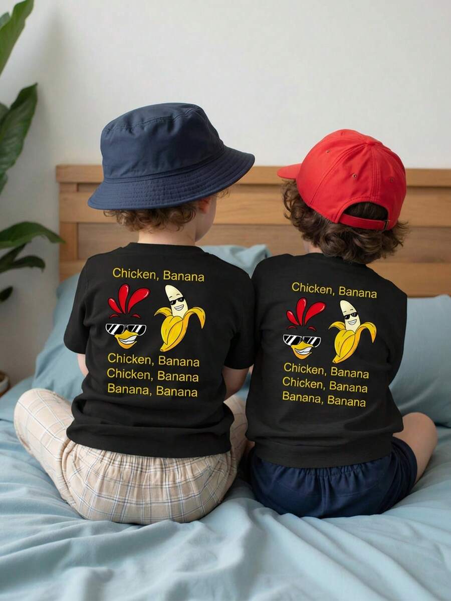 Áo thun ngắn tay in hình hoạt hình phong cách thường ngày dành cho bé trai tuổi teen, thích hợp cho mùa hè. - màu đen - Xem 1