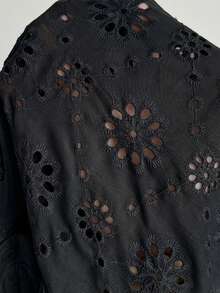 EMERY ROSE Women's Regular V-Neck White Lace Half Sleeve Long Dress ,Summer Dress,Spring Dresses For Women - Black - View 8