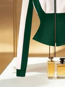 Franclia 女士优雅休闲黑白拼接修身夹克 - 綠色 - 查看 3