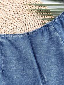 Soleia 女士休闲牛仔短裤，蓝色 - 中等水洗藍 - 查看 5