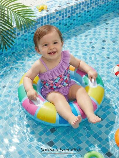 Cozy Pixies 女童美人鱼印花泳衣，带裙摆，可爱泳装，适合运动、海滩、度假、休闲等各种场合。