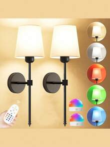Wireless Battery Powered Wall Lamp, Gold Rechargeable Dimmable Wall Light With Detachable Bulb And Remote Control, 15 Colors Wireless Wall Lamp For Bedroom, Living Room, Hallway - 1Pack - View 12