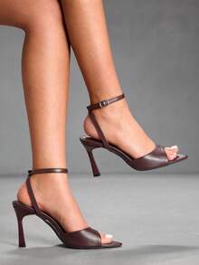 CUCCOO SZL Giày sandal cao gót nữ màu đỏ tía tối giản, có thể điều chỉnh, thích hợp cho mặc hàng ngày, giày mùa xuân, kỳ nghỉ xuân, lễ Phục sinh, dạ hội. - Rượu vang đỏ đậm - Xem 8