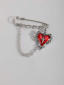 ROMWE Trâm cài áo, ghim cài ve áo và vòng cài khăn phong cách Gothic thời trang dành cho nữ, mặt dây chuyền hình hoa hồng gai và thánh giá được cá nhân hóa, ghim cài quần, quà tặng ngày Valentine. - Bạc - Xem 3