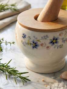 Cirelle 极简陶瓷研磨器 - 多功能蒜蓉压榨器和香料研磨器，木棍造型研杵，厨房必备 - 彩色 - 查看 3