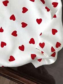 SHEIN EZwear 女士休闲爱心印花宽松卫衣，长袖，适合春秋季、毕业季、教师节、返校季穿着