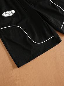 TOKVUE Men's Casual Letter Print Zip-Up Hoodie And Shorts Set - Black - View 6