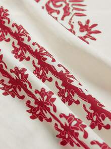 SHEIN Unity Đầm hai dây dáng chữ A rộng rãi, thắt eo, in họa tiết kỳ nghỉ hè. - Đỏ - Xem 5