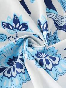 Franclia Women's Summer Vacation Casual Halter Backless Printed Dress - Blue - View 3