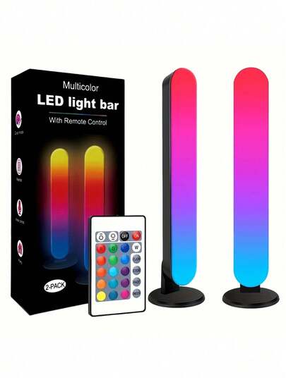 1PC/2PCS LED Strip Lights For Room, 24 Keys IR Remote Control Remote Control Smart RGB Strip Lights Gaming Lights, TV Ambient Backlight Sync With Music, RGB Desk Lamp For TV, PC, Room, Party Decoration